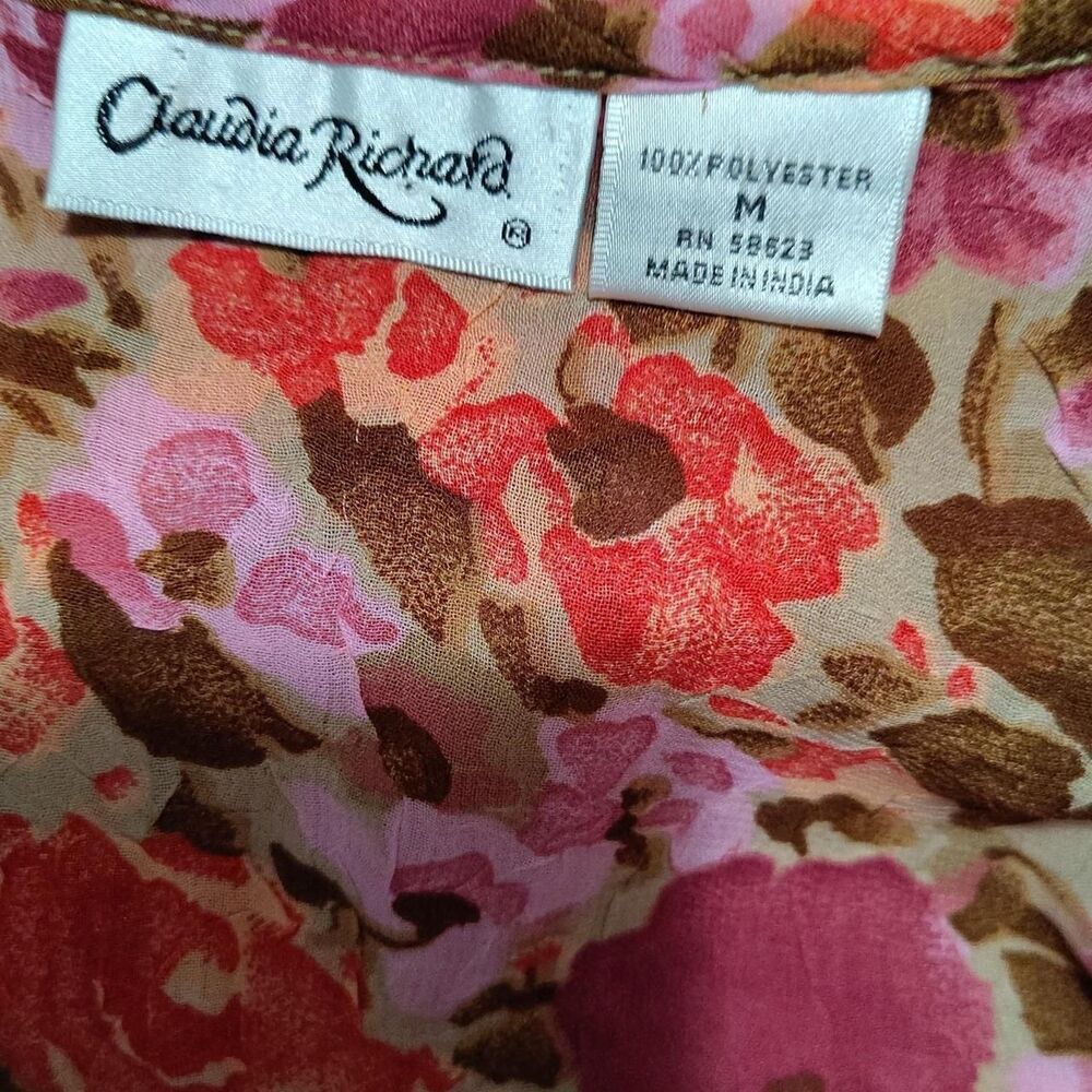 VINTAGE CYTHINA RICHARDS FLORAL SEE THOUGH BLOUSE - Picture 4 of 4